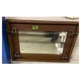 Antique Beveled Glass Mirror Coat Hook Oak Frame Antique Beveled Glass Mirror Coat Hook Oak Frame