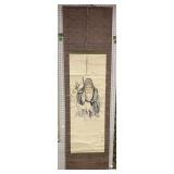Antique Oriental Scroll Wise Old Man With Beer Antique Oriental Scroll Wise Old Man With Beer
