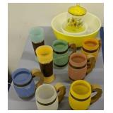 Pyrex Mixing Bowl, Barrel Glass Mugs Etc