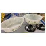 Glasbake Bowls, Silver Overlay Style Candle Glasbake Bowls, Silver Overlay Style Candle