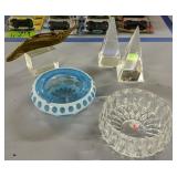 Antique Coin Spot Cased Glass Ashtray, Crystal Antique Coin Spot Cased Glass Ashtray, Crystal