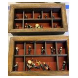 Two Shadow Boxes With Custom Lead Figurines