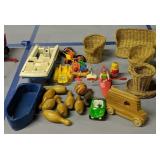 Fisher Price Boat, Various Toys, Mini Wooden Fisher Price Boat, Various Toys, Mini Wooden