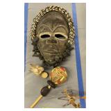 African Tribal Mask, Carved Figurines, Rattle African Tribal Mask, Carved Figurines, Rattle