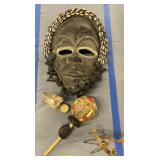 African Tribal Mask, Carved Figurines, Rattle