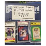 Blue Binder Of Baseball Cards. Three Graded Blue Binder Of Baseball Cards. Three Graded