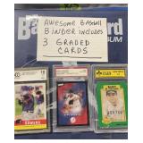 Blue Binder Of Baseball Cards. Three Graded