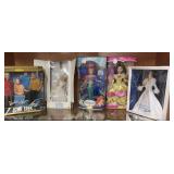 Shelf Lot Of Barbie Dolls. Holiday Visions,