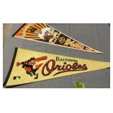 2 Felt Pennants. Baltimore Orioles, Cal Ripken Jr