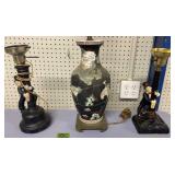 Three Vintage Table Lamps. Oriental Vase