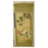 29x71" Antique Oriental Scroll Buddha With 29x71" Antique Oriental Scroll Buddha With