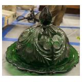 Travis Fundraiser. Green Glass Covered Butter Travis Fundraiser. Green Glass Covered Butter