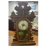 24" Antique Walnut Gingerbread Kitchen Clock.