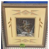 Navajo Gary Lee Sand Painting Framed Art 19x19" Navajo Gary Lee Sand Painting Framed Art 19x19"