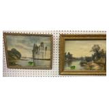 2 Framed Lithographs. Lake With Trees, River With 2 Framed Lithographs. Lake With Trees, River With