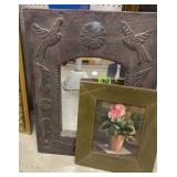Decorator Mirror With Hummingbirds And Flowers, Decorator Mirror With Hummingbirds And Flowers,