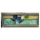 Slagg Glass Framed Panel Suncatcher Flowers 19x7" Slagg Glass Framed Panel Suncatcher Flowers 19x7"