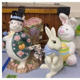 Fitz And Floyd Ceramic Rabbit Vase Bloomers