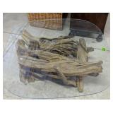 Driftwood Base Glass Top Coffee Table 42x42x16" Driftwood Base Glass Top Coffee Table 42x42x16"