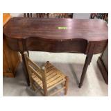 Mahogany Serpentine Front Drop Leaf Desk