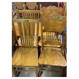 Four Side Chairs. 43" Two Pressed Back Oak, Two Four Side Chairs. 43" Two Pressed Back Oak, Two