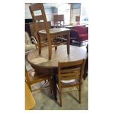Round Oak 45" Table, Three 33" Side Chairs Round Oak 45" Table, Three 33" Side Chairs
