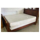 Queen Size Cherry Sleigh Bed With Posturepedic