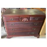 Mahogany Fan Carved Chest Of Drawers 44x21x36" Mahogany Fan Carved Chest Of Drawers 44x21x36"