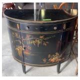 Chinoiserie Demilune Console Table 36x17x32"