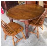 42x46" Cherry Table, 2 Windsor Chairs 38" 42x46" Cherry Table, 2 Windsor Chairs 38"
