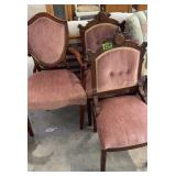 3 Victorian Walnut Chairs. 37" Side Chairs,