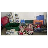 3 Plastic Storage Totes Of Christmas Decorations,