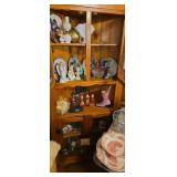 Contents of corner cabinet, milk, glass,