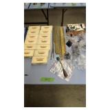 Empty small cigar boxes clamps metal hooks etc