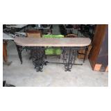 Large wrought iron base Hall table with ceiling