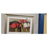 Large floral print artist signed 42 x 31