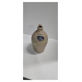 Antique Blue Decorated Handled Jug 11 In Tall