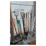 Yard tools Post hole digger shovels pitchforks