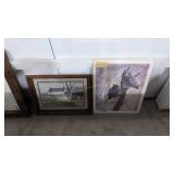 Framed prints and mirror