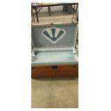 Antique refinished and lined trunk with tray 28