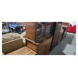 Vintage mahogany china cabinet and small
