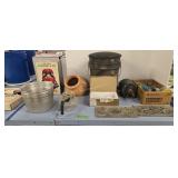 License plates glass jars flower pot ceramic
