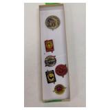 Six Antique Tobacco Metal Pins As Shown
