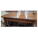 Oak library table with drawer