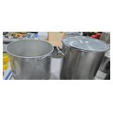 Two large stainless steel pots