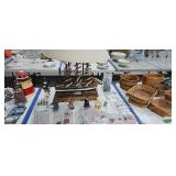 Sailing ship model and department 56 figures