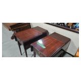 Pair of mahogany one drawer drop side end tables