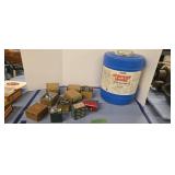 5 gallons of water repellent boxes of screws etc