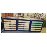 Three storage cabinets
