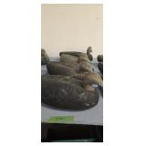 Four vintage cork duck decoys